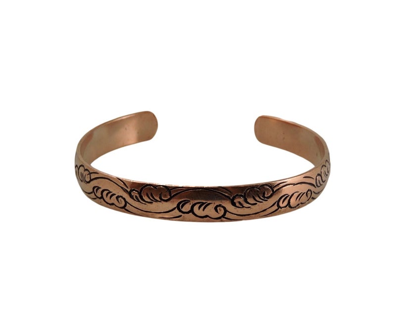 Hands Of Tibet Tibetan Hand Crafted Copper Medicine Bracelet From Nepal (Style 10) - Image 1